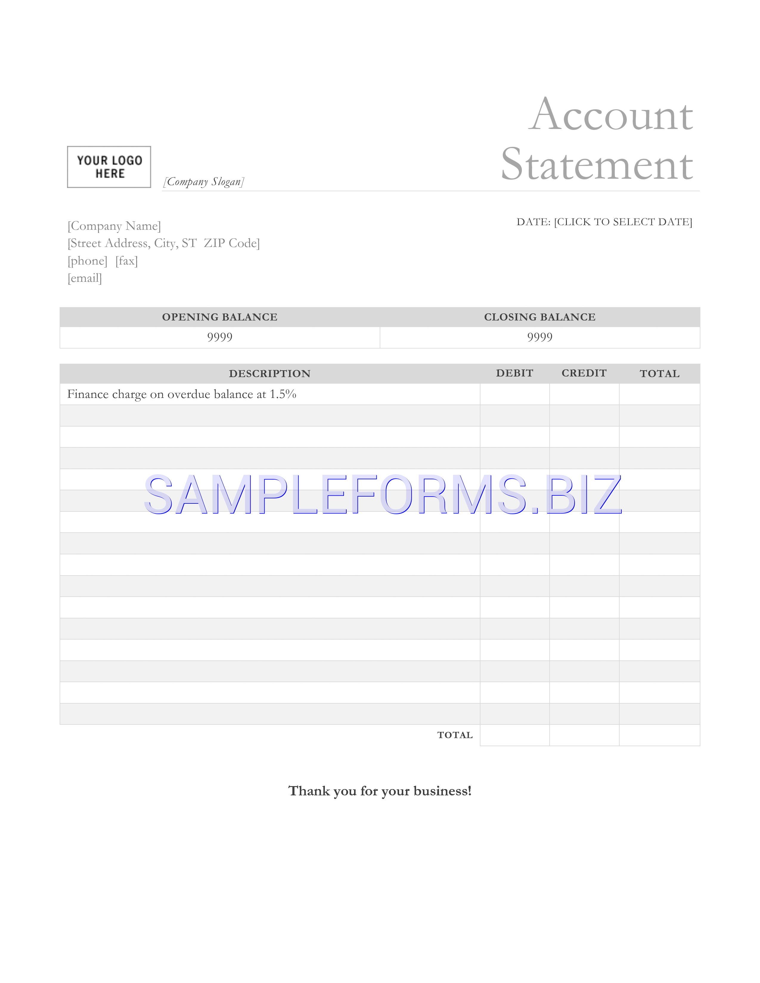 Preview free downloadable Bank Statement Template in PDF (page 1)
