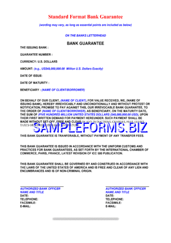 Standard Formate Bank Guarantee pdf free